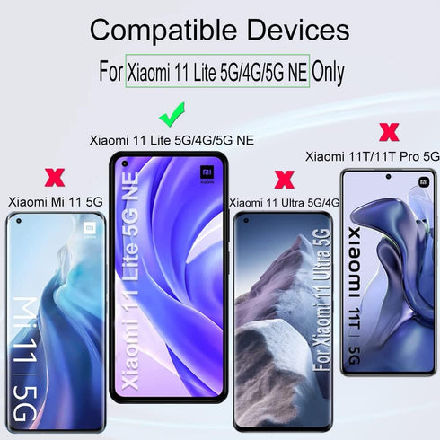 Ibywind Screen Protector for Xiaomi 11 Lite 5G NE/Mi 11 Lite 5G/4G with 2Pcs Tempered Glass, 1Pc Camera Lens Protector,