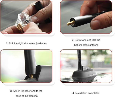 Rdxcv 3.11" Car Short Antenna, Aluminum Alloy Radio Stereo Antennas with Screws & Rubber Gaskets, Universal Stubby