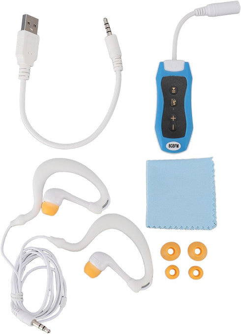 Yunir Swimming MP3 IPX8 8G Swimming Headset Swimming Player, Memory Rubber Coated, USB Player with Earphone, for Diving