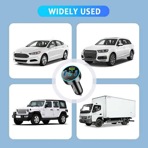 4 Ports Fast Car Charger, PD+QC3.0 Adapter with Upgrade Voltmeter Display for 12-24V Cigarette Lighter Plug