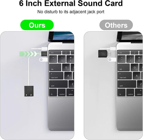 USB Audio Adapter, External Sound Card for PC and Laptop, 3.5mm Microphone Adapter, Plug and Play USB to Stereo