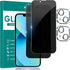 iPhone 13 Privacy Screen Protector 2+2 Pack, 6.1" Tempered Glass, Anti-Spy, Camera Lens Protector, Bubble Free, Case