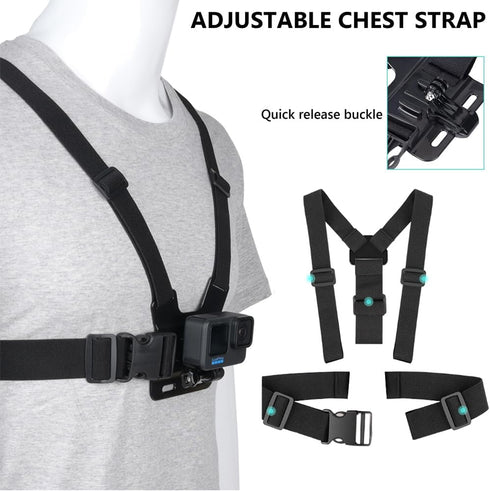 TANSUO Chest Mount Strap Harness Head Strap, Quick Release Chesty Body Mount with Phone Clip, Head Strap+Chest Strap