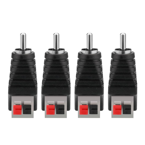 RCA to Speaker Wires Adapter, 4Pcs RCA Male to Spring Press Type Terminal Speaker Wire Cable Converter