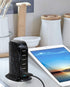 Aduro 40W 6-Port USB Desktop Charging Station Hub Wall Charger for iPhone iPad Tablets Smartphones with Smart Flow (Black Marble)