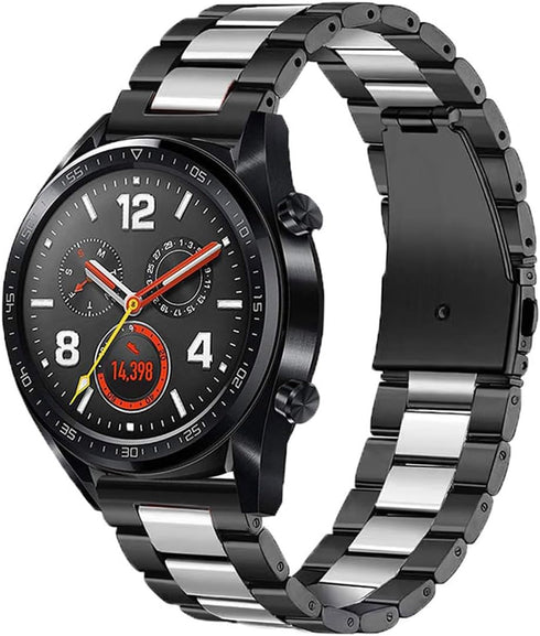 22mm Quick Release Solid Stainless Steel Metal watchband Compatible Samsung,Casio,Huawei,Fossil,Amazfit, Withings Smart Watch Universal for Men Women Adjustable Watch Strap