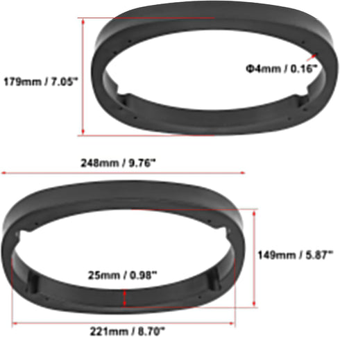 Unifizz 2Pcs Universal Car Speaker Spacer Extender Plastic Adapter 25mm Thickness for 6x9 Speakers