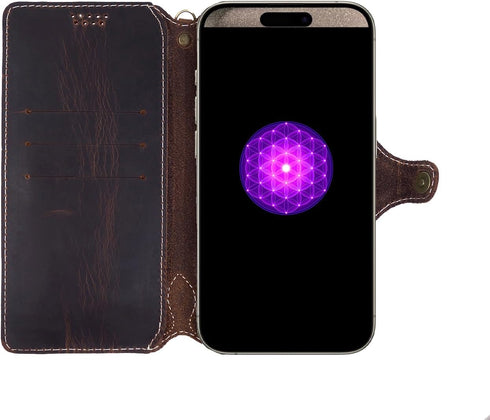 Yogurt 15 15 6.7-inch Case Compatible for iPhone Pro Max, Genuine Leather Wallet Cover Compatible for iPhone Pro Max
