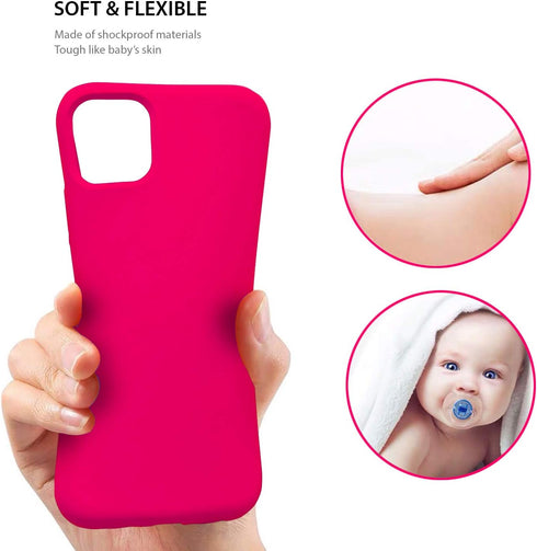 ZUSLAB Nano Silicone Case for iPhone 12 Pro Max - Shockproof Bumper Soft Full Protection Cover, Neon Pink