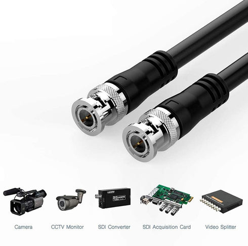 JOINSI 3-Pack 10ft 75-Ohm BNC Male to BNC Male Jumper Cable Extension Connector for CCTV DVR to TV System