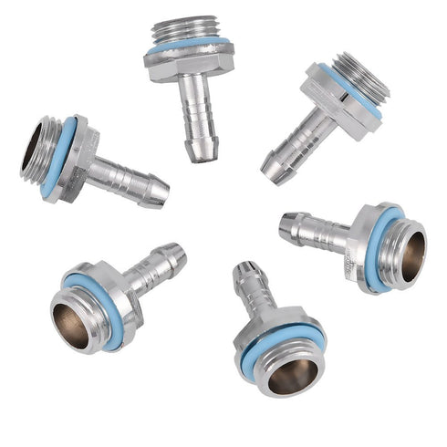 PC Water Cooling System 6 PCS Two-Touch Fitting G1/4 Thread Barb Connector for Tube, Water Cooling Kit