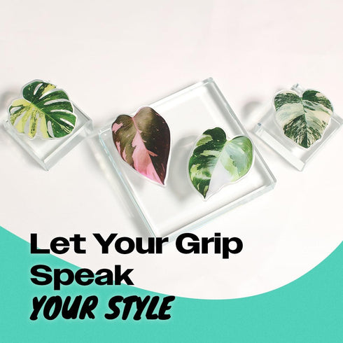 On The Grip OnTheGrip Cute Acrylic Tropical Leaf Design Collapsible Expandible Mobile Phone Grip Stand Holder