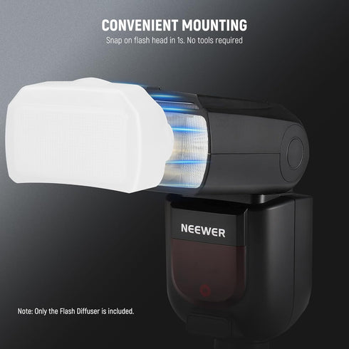 NEEWER Flash Diffuser for Square Head Speedlite Flash, Snap On PC White Light Modifier for Various Speedlights