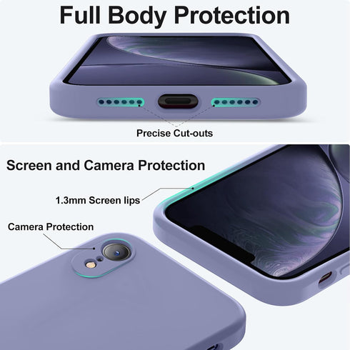 Vooii Lavender Grey iPhone XR Case, Upgraded Liquid Silicone with Square Edges and Camera Protection