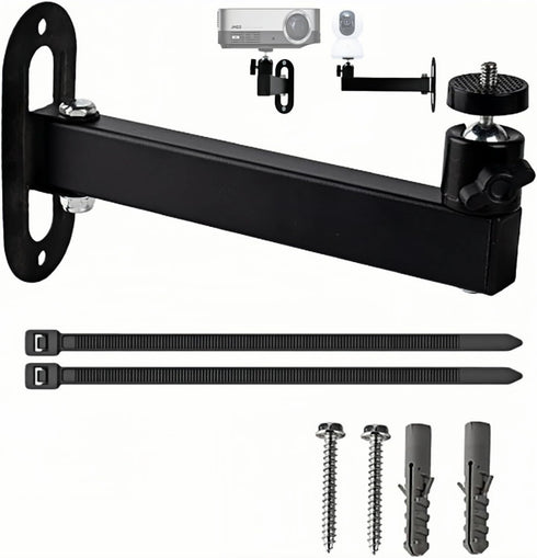 FINXRoll Foldable Universal Projector & CCTV Camera Wall/Ceiling Mount Bracket (Black) - 1/4"