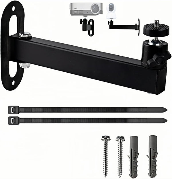 FINXRoll Foldable Universal Projector & CCTV Camera Wall/Ceiling Mount Bracket (Black) - 1/4"