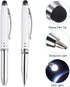 PATIKIL 2 Pack Ballpoint Pen with Stylus Tip and LED Flashlight, 3 in 1 Metal Pen Black Ink 1.0mm for Touch Screens