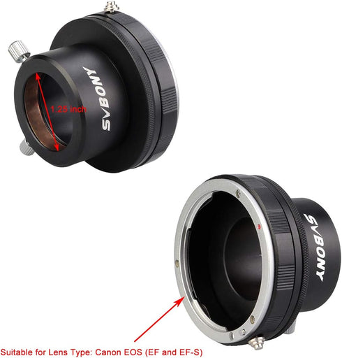 SVBONY SV149 Camera Lens Adapter for Canon DSLR Cameras to 1.25 inch Eyepiece Adapter for Photography