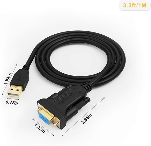 CableCreation USB to RS232 Serial Adapter (FTDI Chipset), Gold Plated DB9 Converter Cable for Windows and Mac OS X