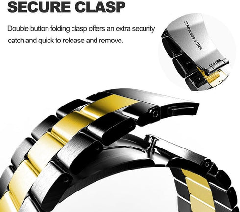 22mm Stainless Steel Metal Replacement Strap for Samsung Galaxy Watch 46mm / Galaxy 3 45mm & Huawei Watch GT5