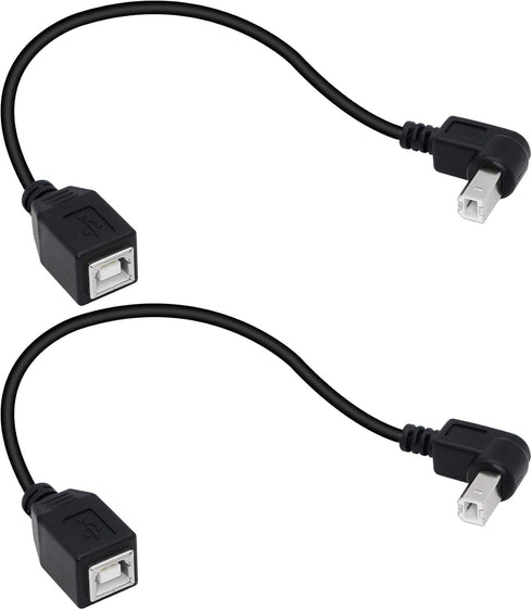 SinLoon USB 2.0 Type-B Printer Cable, 2-Pack USB B Female to Type B Male (90 Degree Down)