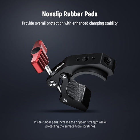 NEEWER Super Clamp with Cold Shoe & 1/4 Inch/3/8 Inch Thread Holes, Max Load 4 kg, Crab Shaped Tripod Holder, Red ST81
