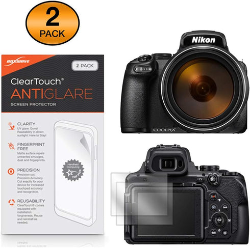BoxWave Screen Protector for Nikon Coolpix P1000 - ClearTouch Anti-Glare (2-Pack), Anti-Fingerprint Matte Film