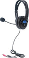 Manhattan Lightweight Over-Ear Stereo Headset, 6 ft. Cable, Two 3.5 mm Plugs, Adjustable Microphone