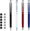 Stylus Pen, 4 Pcs Hybrid Mesh Fiber Tip Stylus and Ballpoint Pens for Touch Screen Devices with 12 Tips - Multi Color