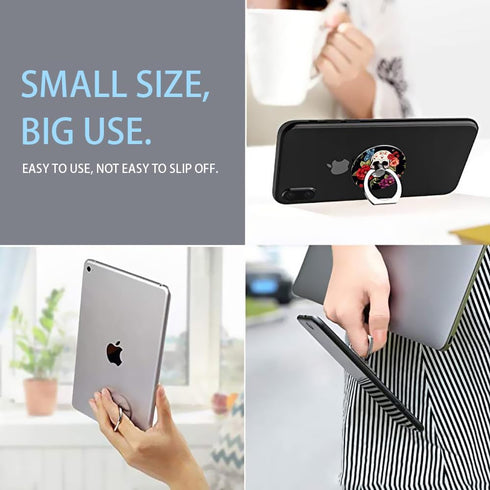 Cell Phone Ring Holder Grip, Flower Floral Rose Skull Finger Ring Stand, 360 Degree Rotation Universal Kickstand