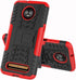 Yiakeng Moto Z3 Case, Dual Layer Shockproof Slim Protective Hard Phone Cover with Kickstand for Motorola Moto Z3 (Red)