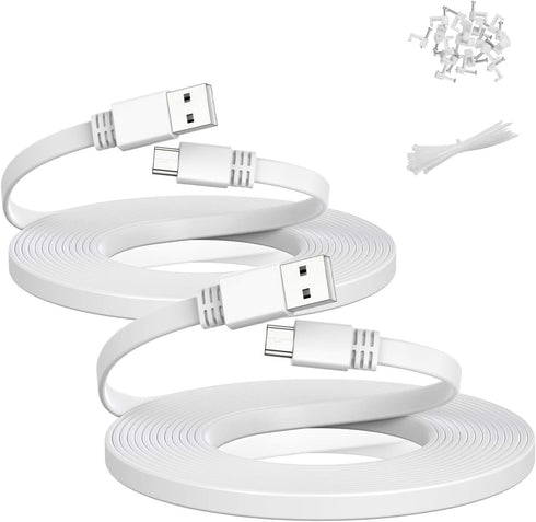 Itramax Micro USB Power Cable 40 FT (2 Pack), Flat Outdoor Charging Power Cord for Wyze Cam Pan V3 V4, Yi Cam, Nest