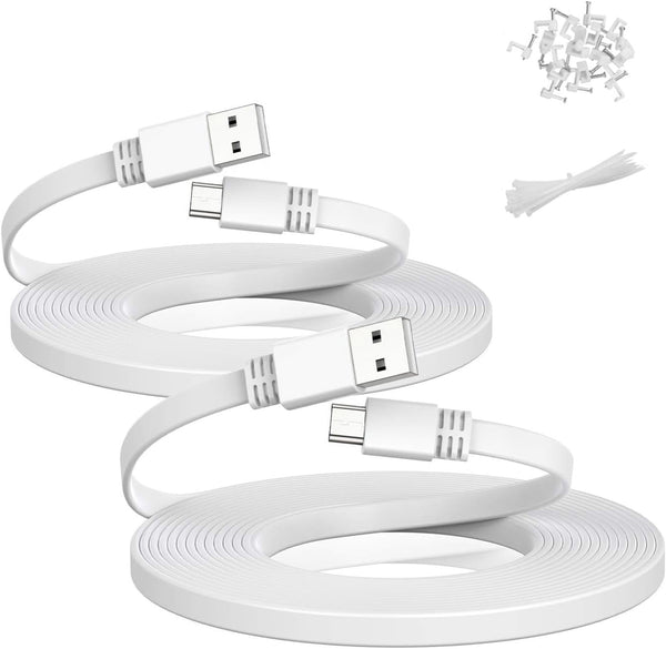 Itramax Micro USB Power Cable 40 FT (2 Pack), Flat Outdoor Charging Power Cord for Wyze Cam Pan V3 V4, Yi Cam, Nest