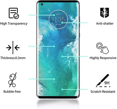 Tempered Glass Screen Protector, 2 Pack Clear Cover for Motorola Moto Edge Plus 2020