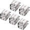 uxcell PCB USB Connector Type-A Dual Port Female Jack – Vertical Four Bend Foot, 5pcs