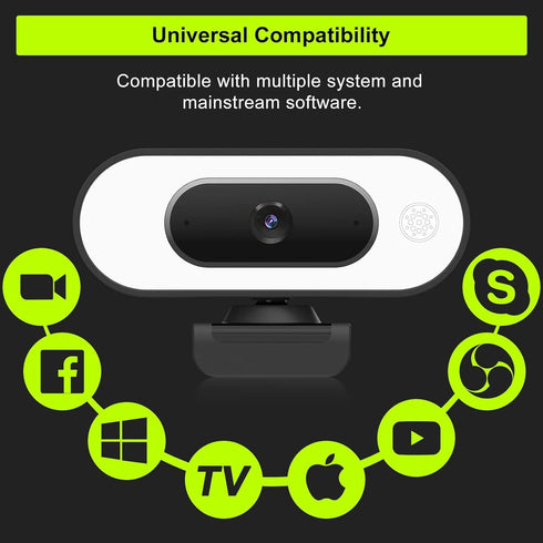 ToLuLu 1080P Webcam with Ring Light Microphone - Streaming Web Camera, Full HD Pro Camera for PC Mac Laptop Desktop
