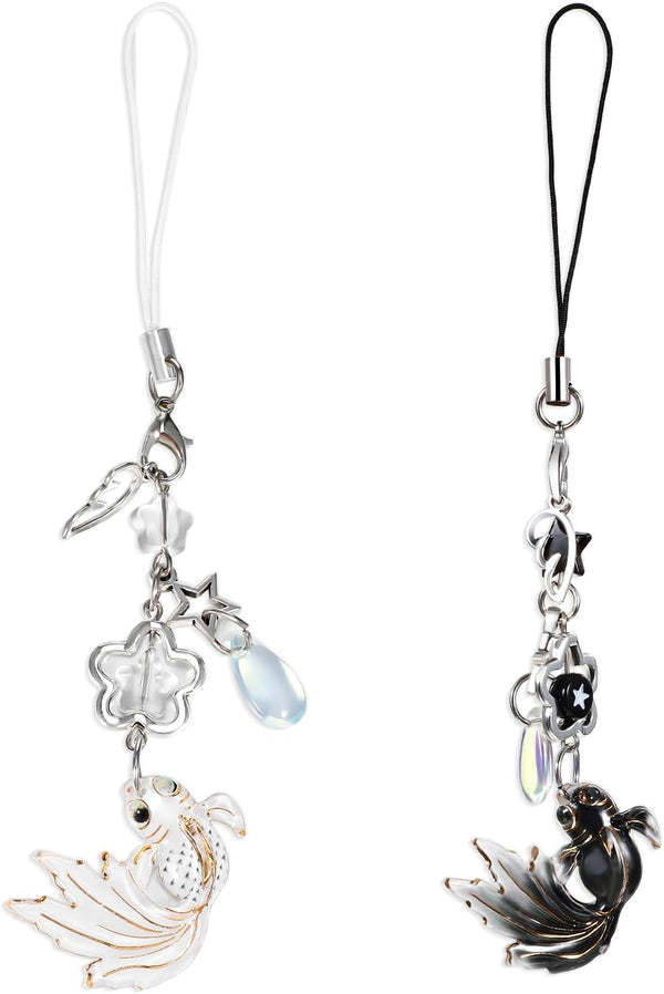 2Pcs Phone Charm Koi Aesthetic - Y2K Cell Phone Strap, Beaded Fish Charm for Phone Case