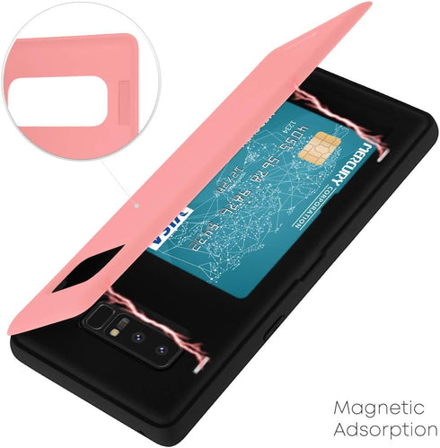 GOOSPERY Wallet Case for Galaxy Note 8 with Card Holder, Protective Dual Layer Bumper Phone Case (Pink)