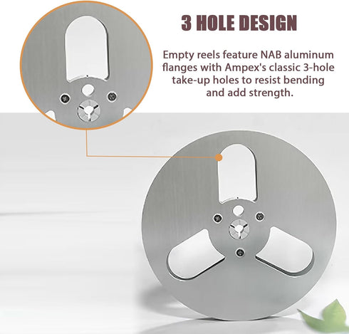 FOLOSAFENAR 1/4 Inch 7 Inch 3 Hub Empty Reel to Reel Take-up Reel - Universal Holes Aluminum Alloy Opening Part, Low