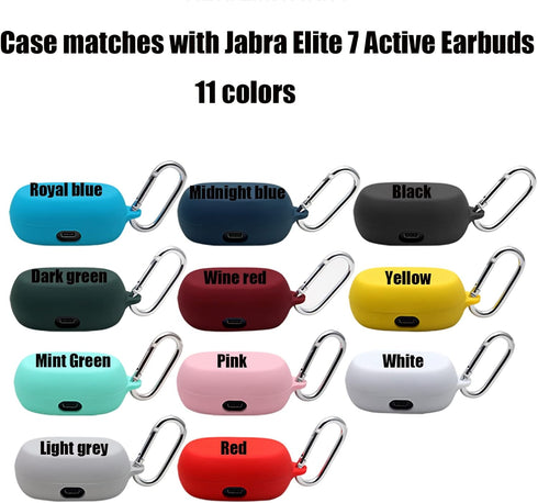 Silicone Case for Jabra Elite 7 Pro/Elite 7 Active in-Ear Bluetooth Earbuds, Premium Soft Skin Cover with Keychain