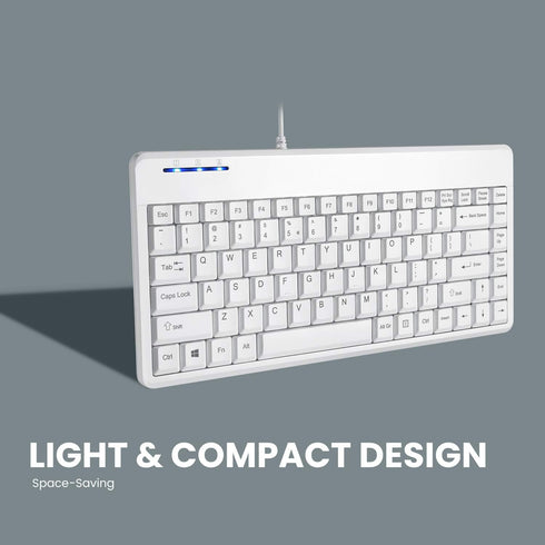 Perixx PERIBOARD-409WU, Wired USB Mini Keyboard, White, US English