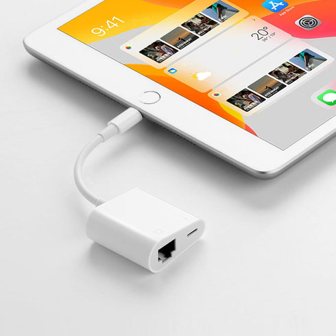 Lightning to RJ45 Ethernet LAN Network Adapter with Charge Port for Select iPhone, iPad Models