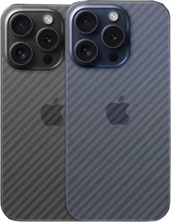 iPhone 15 Pro 3D Carbon Fiber Back Screen Protector - Ultra Thin, Transparent - 2 Pack