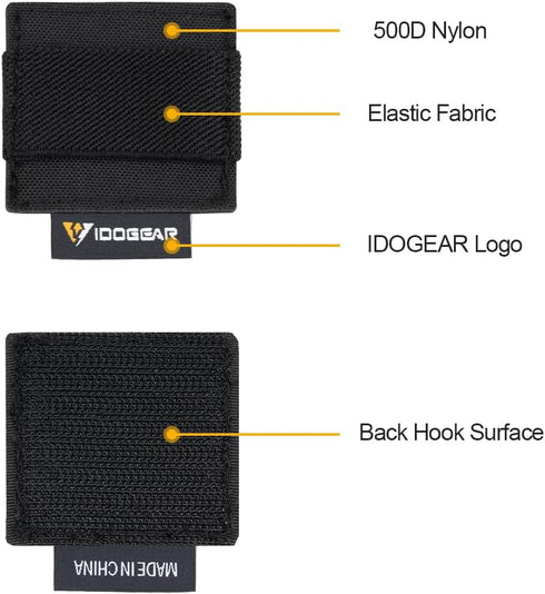 Tactical Cable Storage Sticker Reusable Fastening Cable Ties with Hook and Loop for Tactical Helmet, Headset, Walkie-Talkie(1pc,Black) by IDOGEAR SPORTS