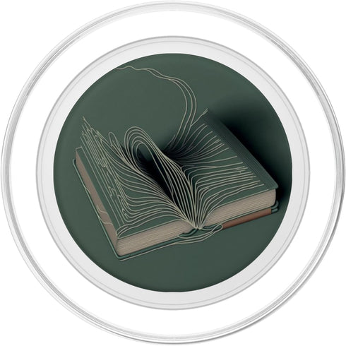 PopSockets PopGrip for MagSafe, Minimal Book Line Art for Bookworm on Sage Green