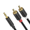 J&D RCA Cable, 3.5mm Male to 2 RCA Male Stereo Audio Adapter Y Splitter, Gold Plated, 3 Feet