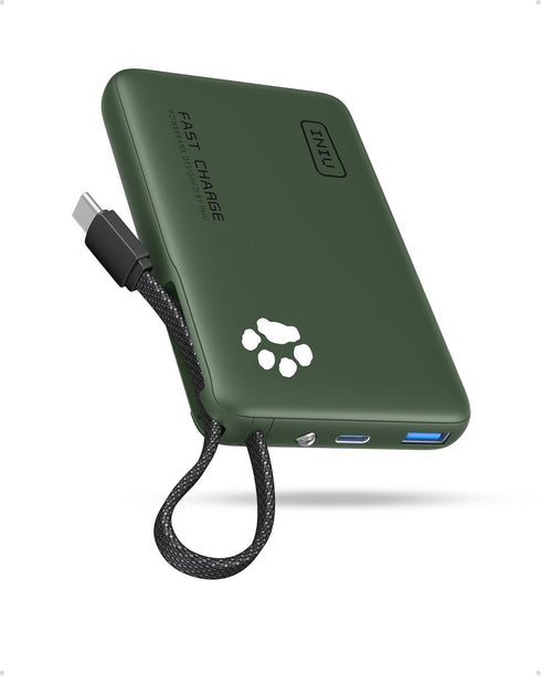INIU 45W Power Bank, Fast Charging Portable Charger with Built-in USB C Cable,