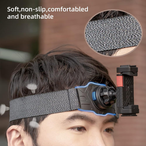 Head-Mounted Mobile Phone Holder, First-Person View Video Bracket with Clip for iPhone, Samsung, All Smartphones