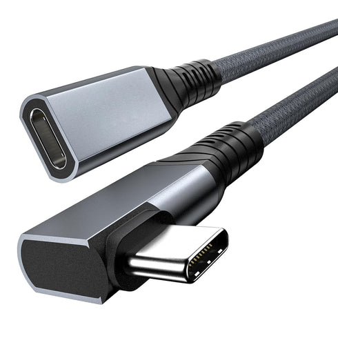 USB 4 Extension Cable 240W 2FT, Right Angle Thunderbolt 4/3 & USB C Male to Female Cable, PD 3.1 Fast Charging for