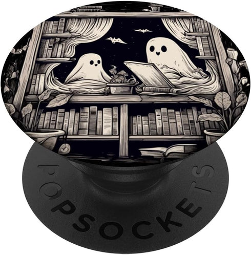 Spooky Ghosts Reading Books Library Bookworm Retro PopSockets Standard PopGrip